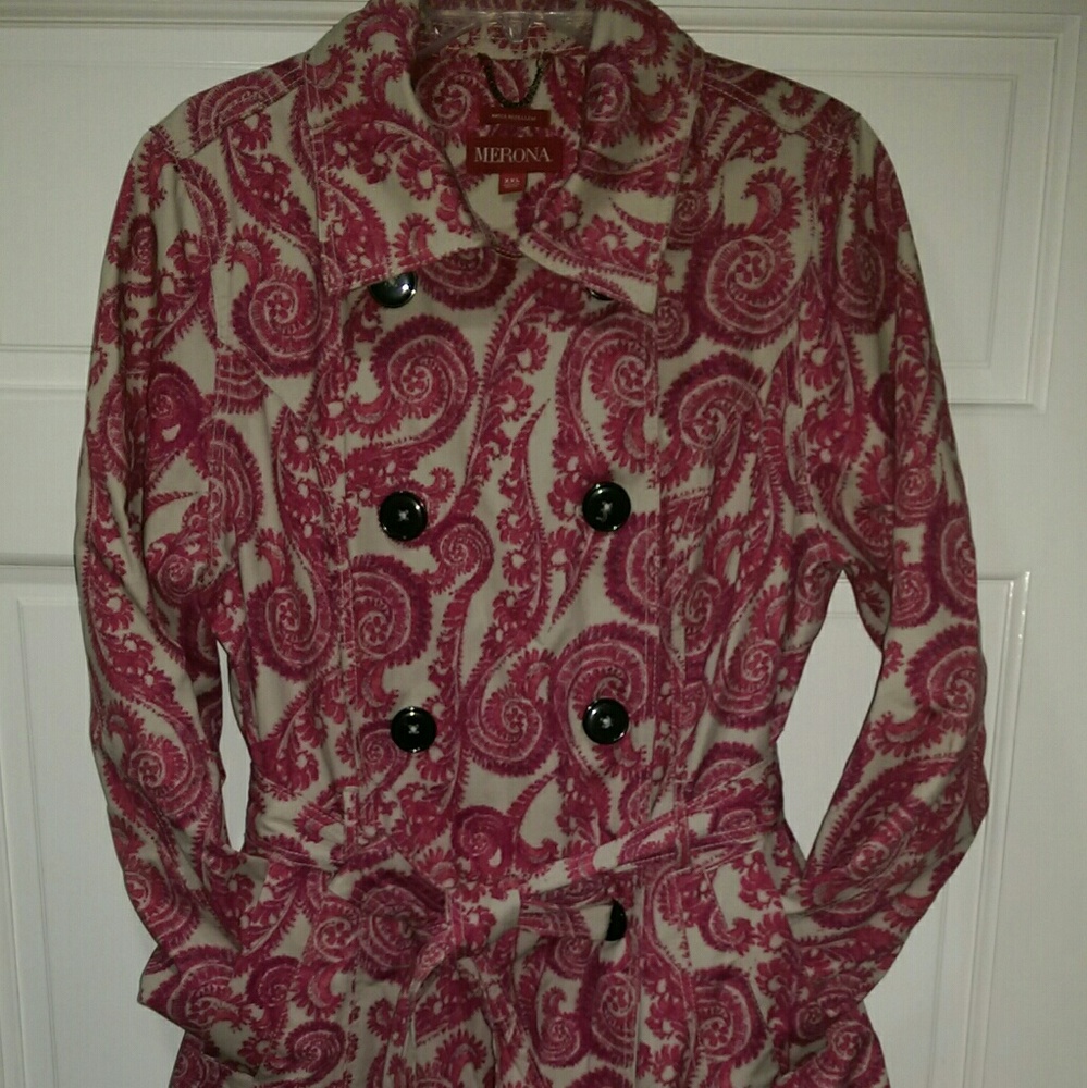 Hot Pink Paisley Merona Rain/Trench Coat